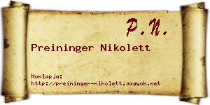 Preininger Nikolett névjegykártya